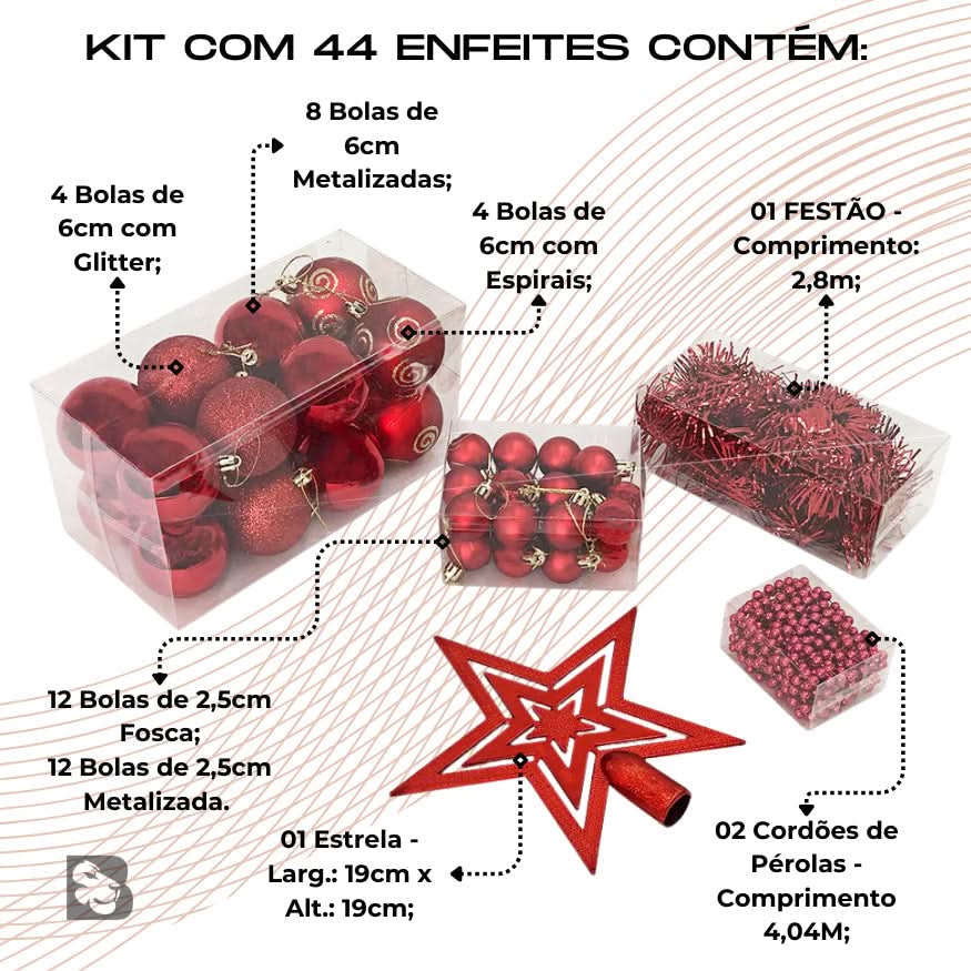Kit 44 Enfeites Para Árvore de…