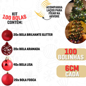 Kit 100 Bolinhas Enfeite…